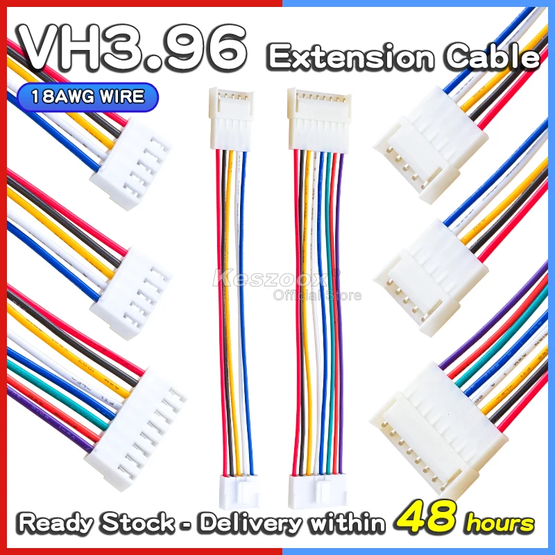 

Kidisoii JST VH3.96mm Extension Wire Cable Connector 2/3/4/5/6/7/8/9Pin 100/20/30/50/40/25cm Male Female Socket Terminal 18AWG