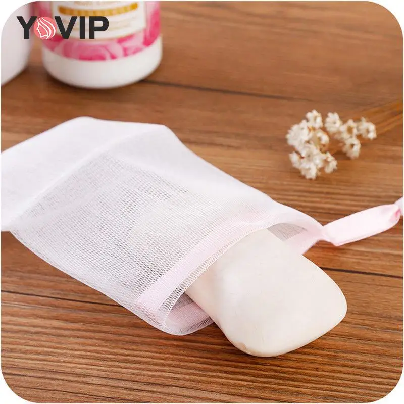 10Pcs Mesh Soap Bag Saver Pouch Bar Soap Exfoliating Mesh Bags per doccia Bubble Foam Net Pocket Color casuale