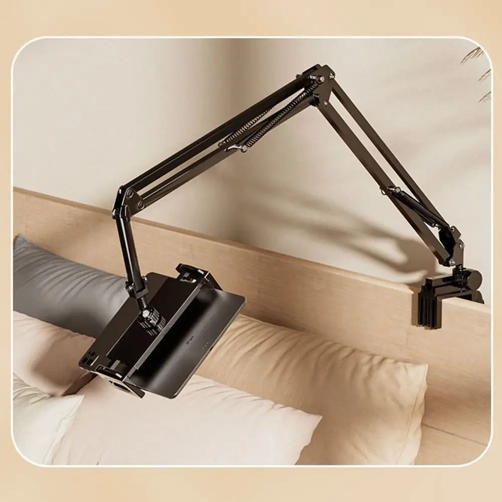 

360° Rotating Mobile Phone Holder Cantilever Support Clip On Design Tablet Stand Adjustable Height Rotating Mechanism