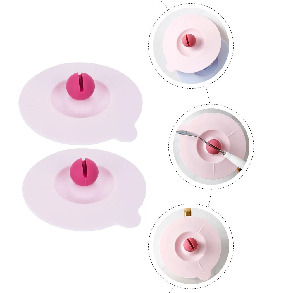 

2Pcs Silicone Cup Covers Leakproof Mug Lids Multipurpose Sealing Covers Spoon Rest for Home Use Cup Cover Leak-Proof Mug Lid
