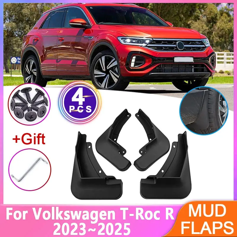 

For Volkswagen VW T-Roc R 2023 2024 2025 4pcs Front Rear Mudguards Mud Wheel Protect Fender New Upgrade Mudflap Auto Accessories