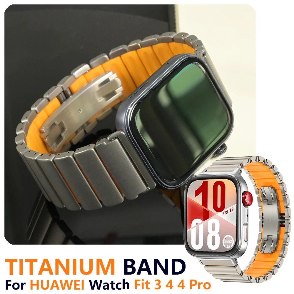 

Роскошный титановый ремешок для часов Huawei Watch Fit 3 4/4 Pro 316L, пряжка-бабочка, титановый металлический ремешок для браслета