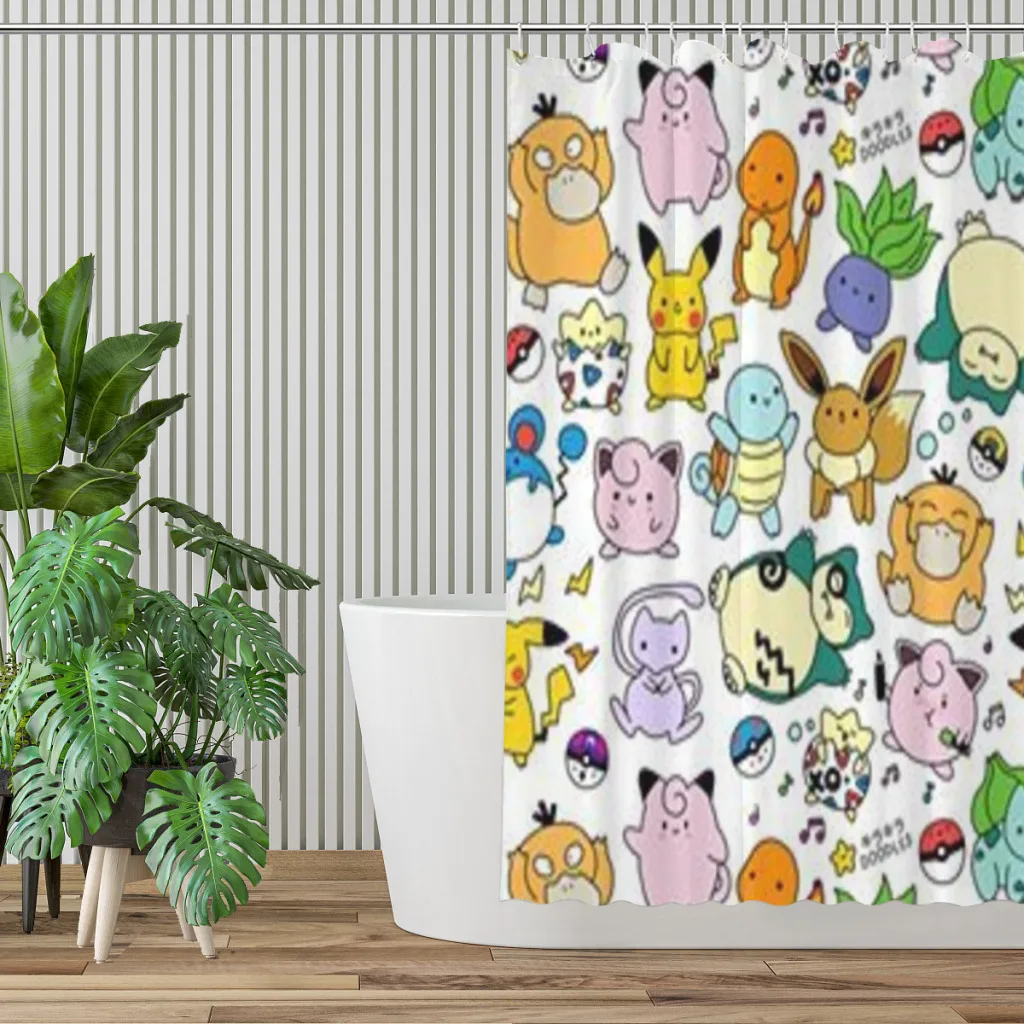 Pokemon Shower Curtain for Bathroom  Aesthetic Room Decoration