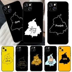 Punjab Map Outline Phone Case For iPhone 16 15 14 Pro Max Plus 12 11 13 Pro Max 12 Mini 13 Mini Cover