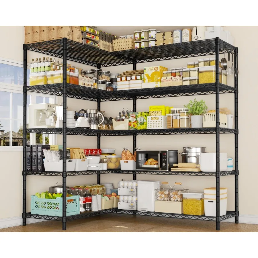 Heavy Duty Shelving Corner Shelves Pantry l Shaped Shelf 2 Packs