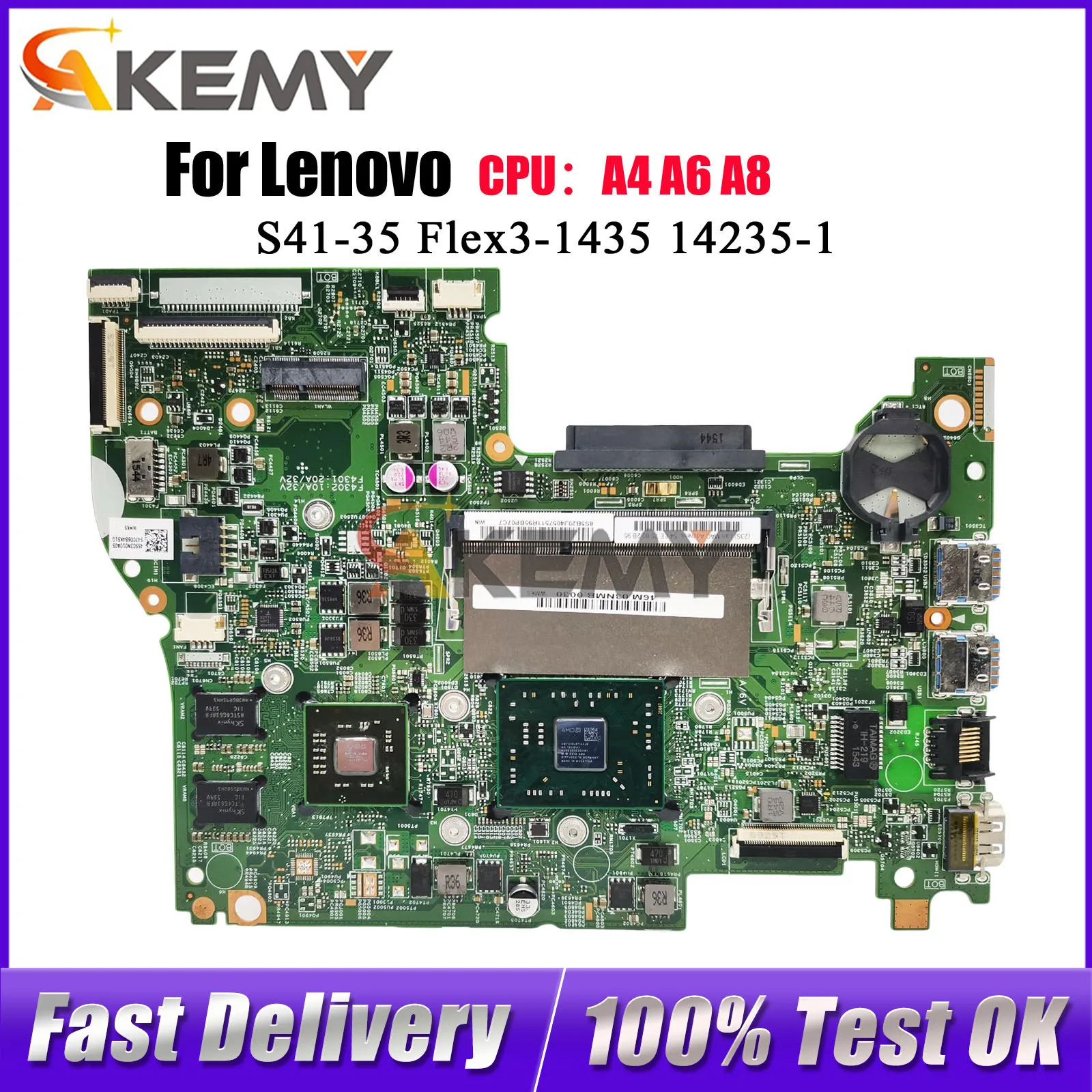 

Материнская плата для ноутбука Lenovo S41-35 S41-75 Flex3-1435 14235-1 с процессором A4-7210 A6-7310, 100% полностью протестирована
