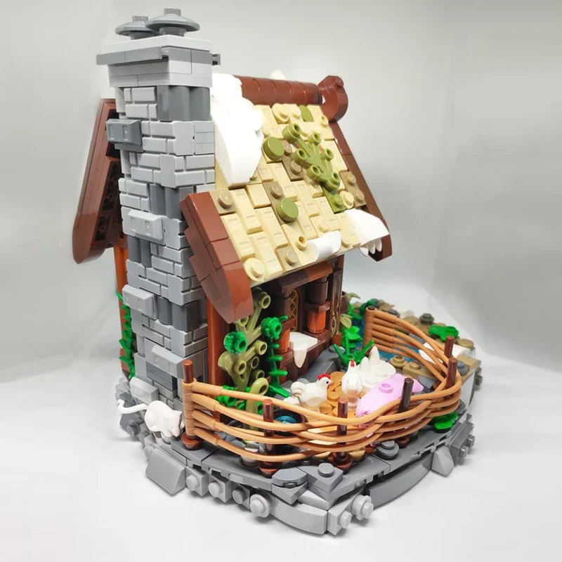 Street View Model MOC Building Bricks Viking Farm Wooden House Modular Technology Gifts Holiday Assemble Children Toys Suit