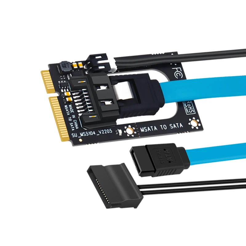 MSATA ไปยัง SATA Riser Board อะแดปเตอร์7pin SATA3.0 Extension 5V สายเคเบิล Mini SATA To SATA Converter สำหรับ2.5 "SSD HDD