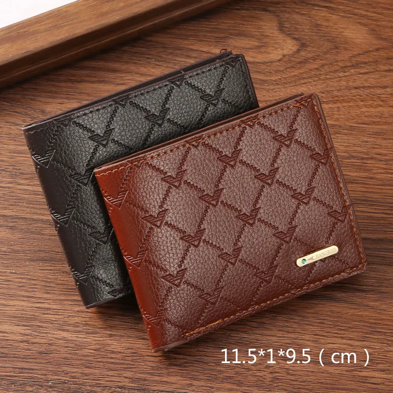 

Men's Coin Pocket Card Holder Short Wallet Compact Organizer PU Leather Trendy Billfold