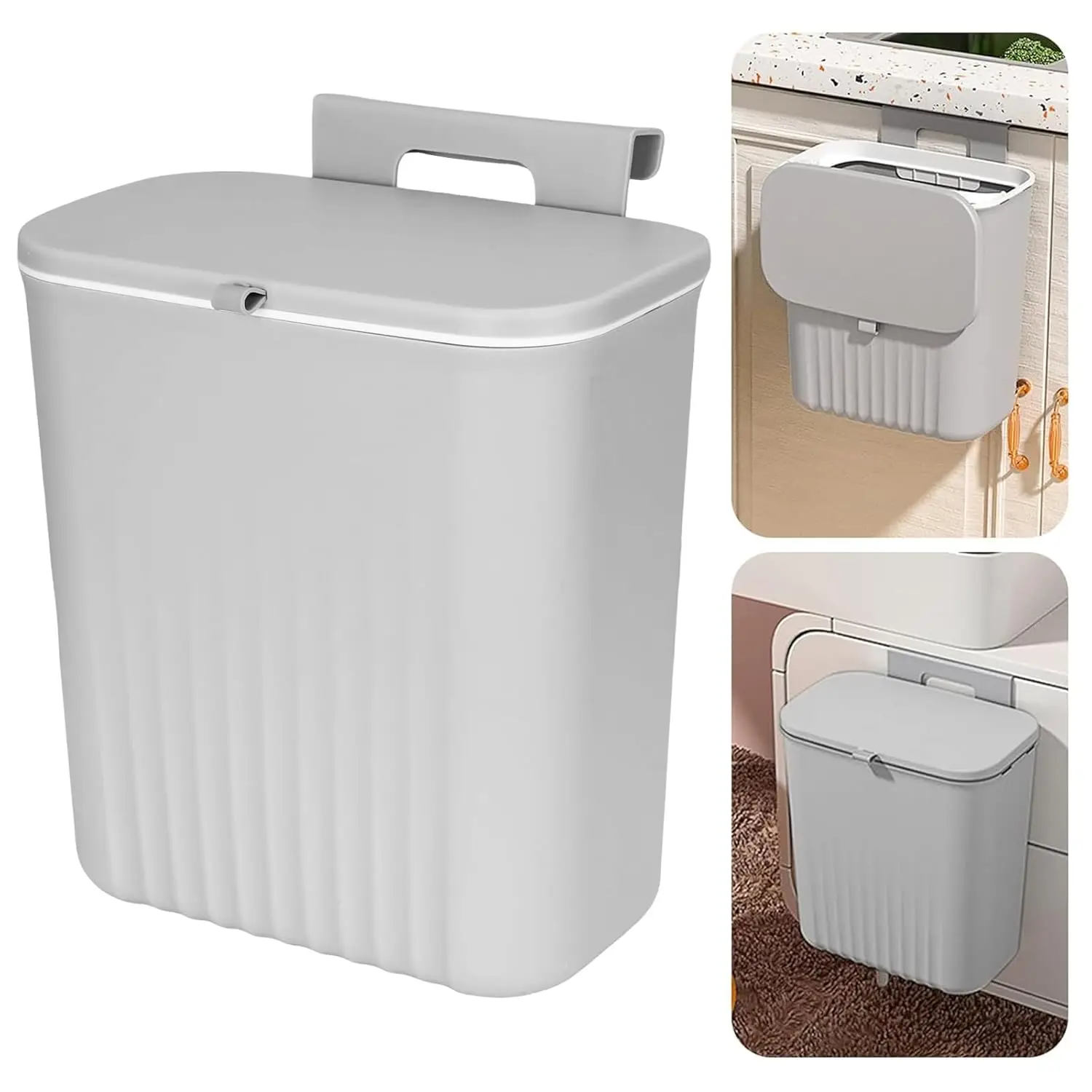 Kitchen Compost Bin with Lid 9 L Waste Bin Hanging Waste Bin Wall Mounted Kitchen Trash Can for Mountable Indoor Compost Bucke