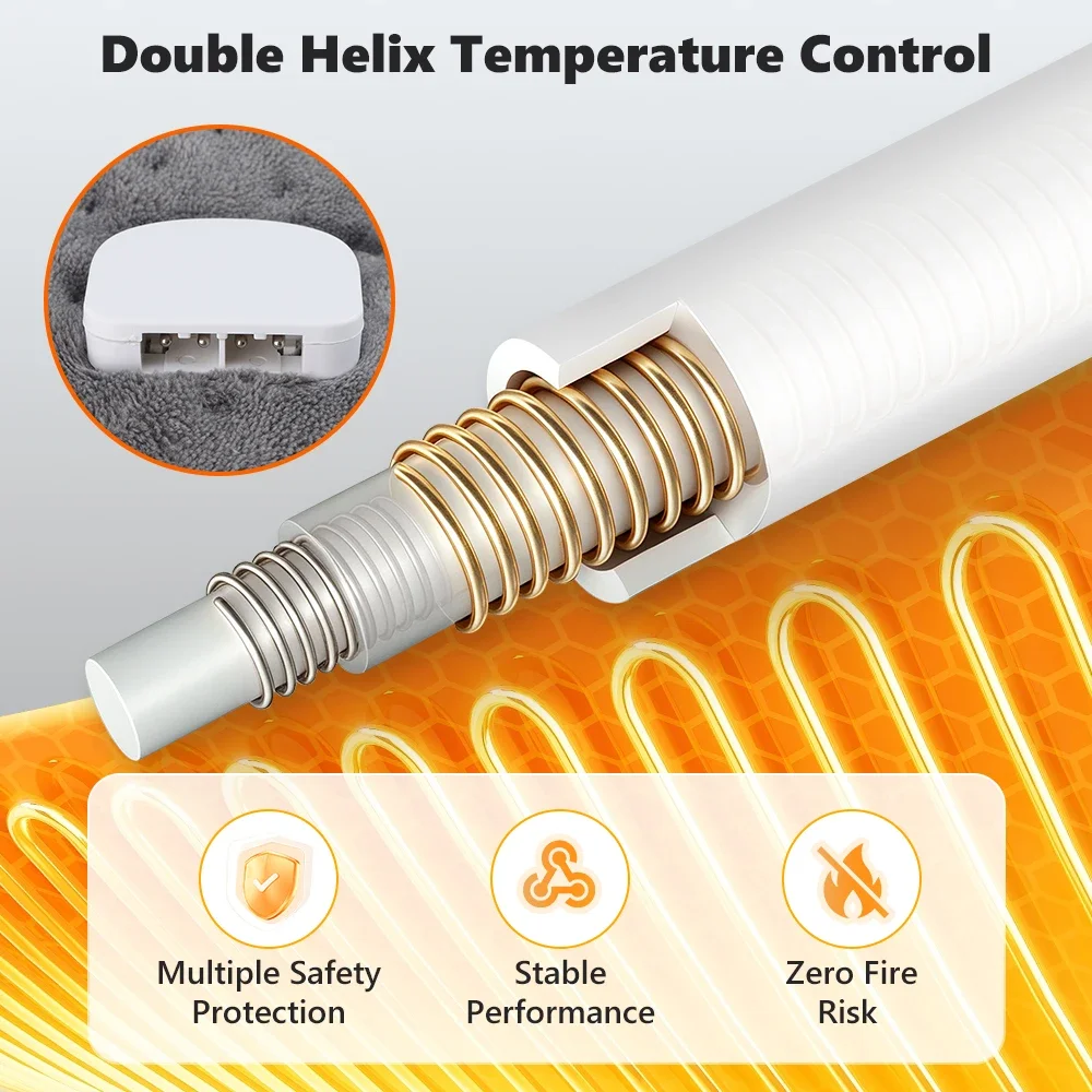 Electric Heating Pad 60x30cm Soft Flannel Heat Mat 10 Heat Levels 4 Auto-Off Timers Machine Washable for Back Shoulder