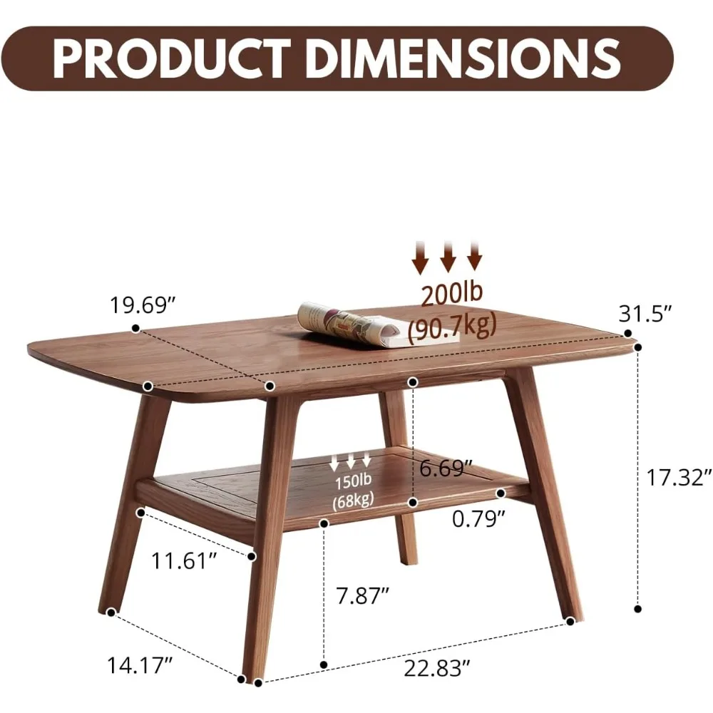 طاولة قهوة معاصرة من خشب البلوط على مستوىين مع مساحة تخزين مزدوجة لمساحات المعيشة وغرفة النوم #3