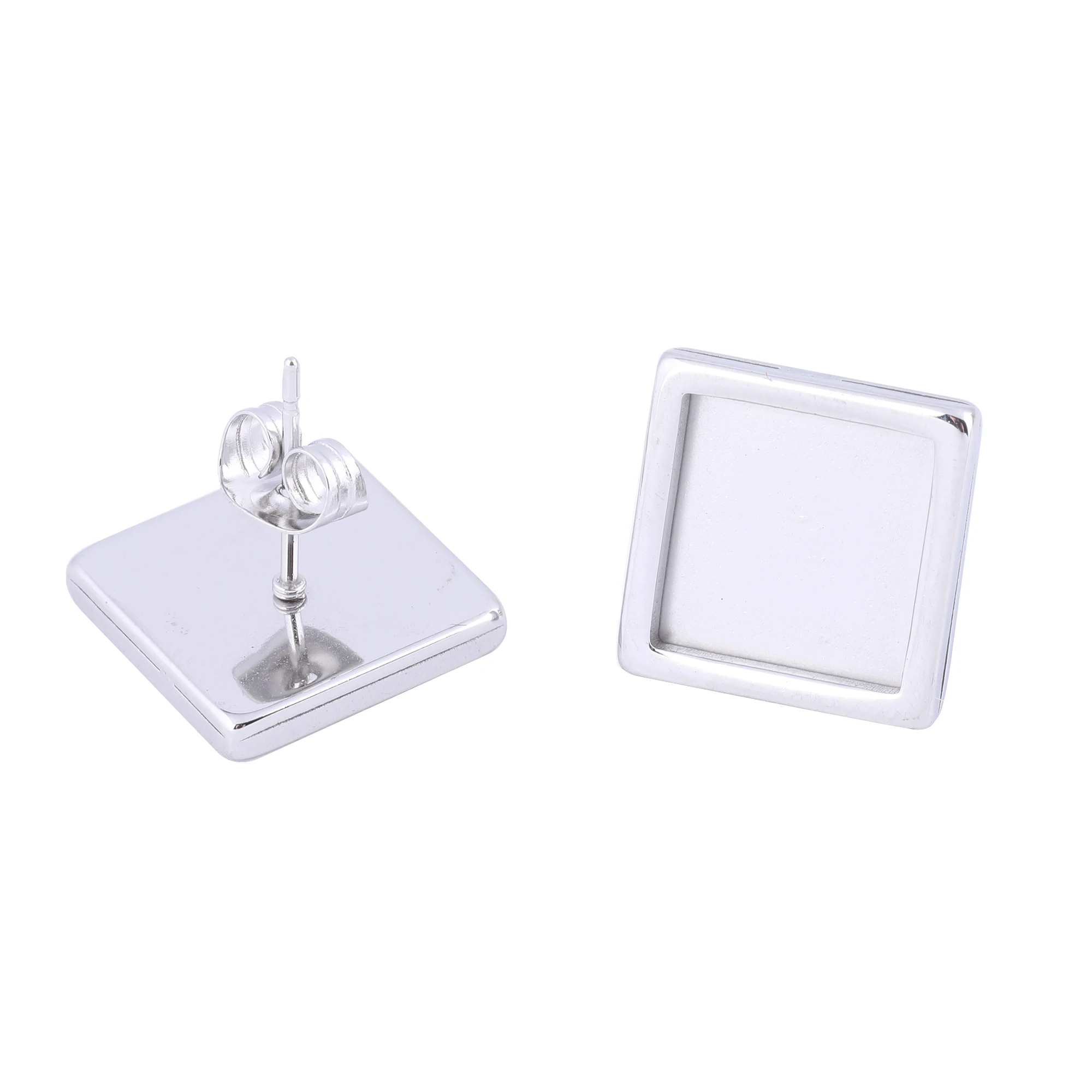 20 sztuk ze stali nierdzewnej różowe złoto Stud kolczyk Bezel ustawienie Blanks Fit 10mm plac Cabochon baza tace Diy ocena biżuteria — zdjęcie 6