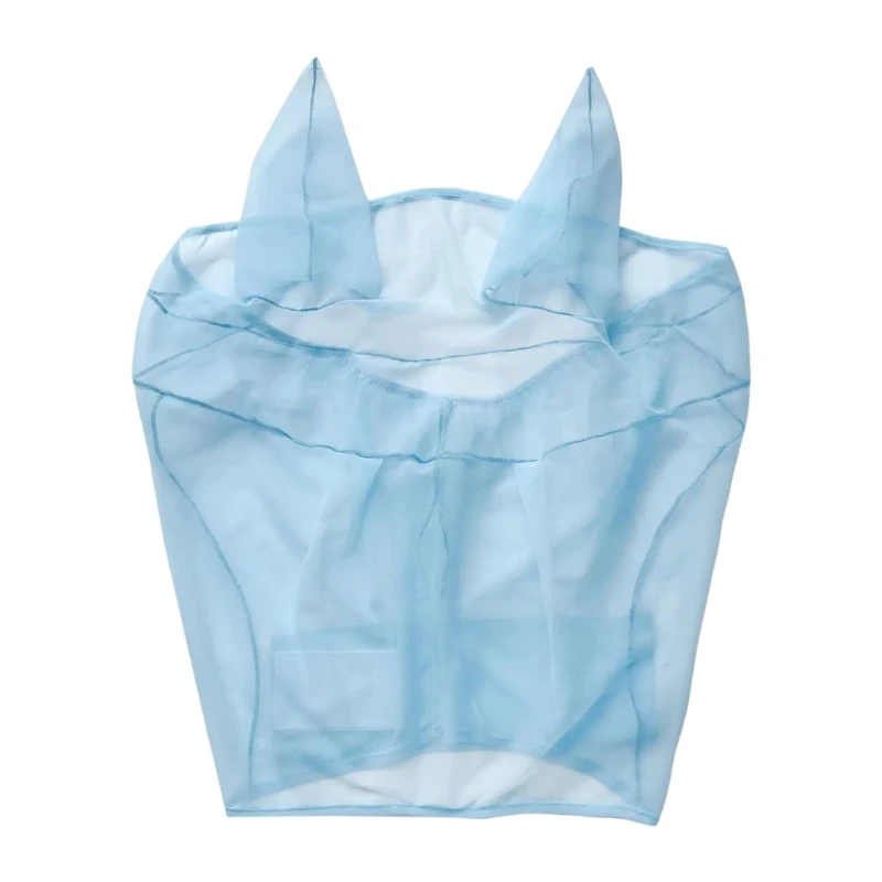 Horse Fly Mask for Horses with Breathable Net Ear Coverage, Nose Opening Face Cover for Pasture Turnout, Stable Care, Light 24BD