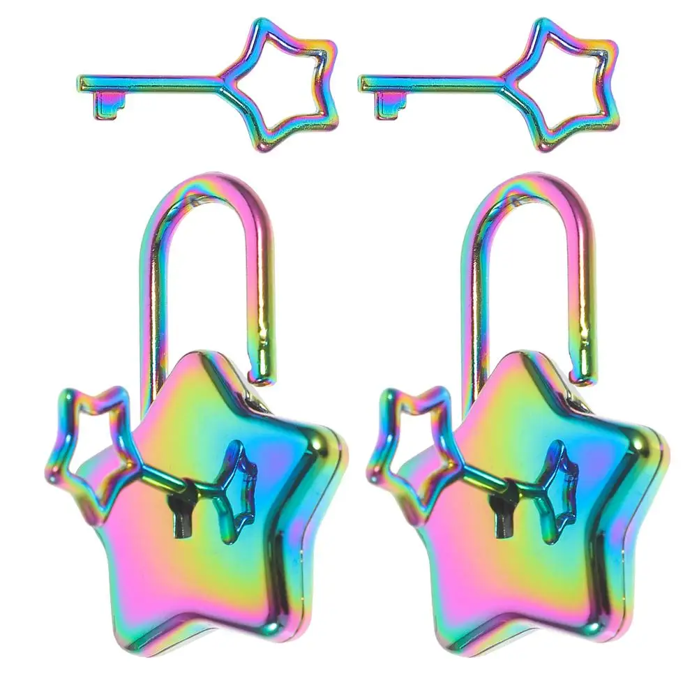 

2Pcs Padlock Star Shaped Decorative for DIY Diary Schoolbag Key Chest Tiny Locks Sturdy Protection Versatile Use