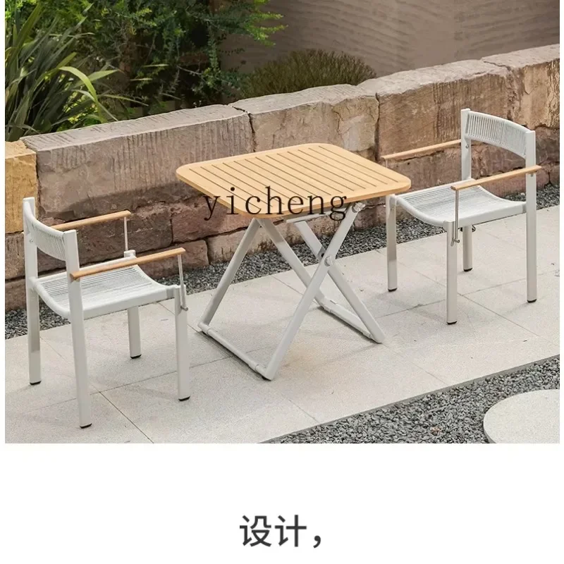 b  Outdoor Occasional Table and Chair Combination Courtyard Villa Outdoor Waterproof Plastic Wood Antiseptic Wood Tables