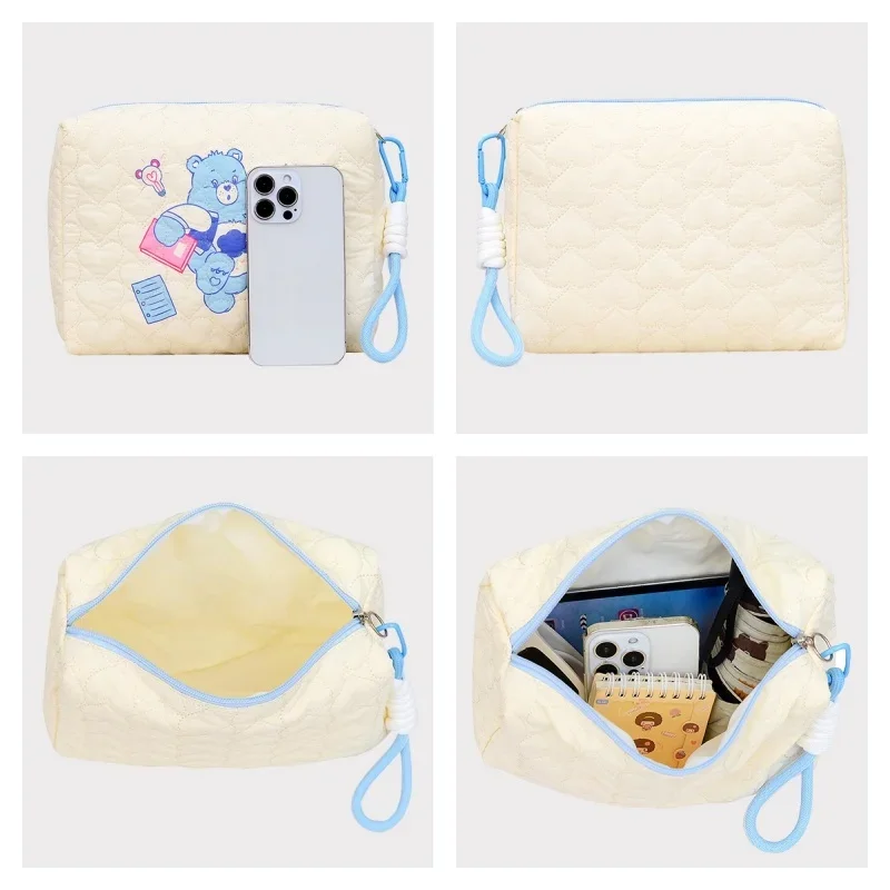 MINISO Cartoon Carebears Large-capacity Toiletry Storage Bag for Girls To Travel Hand-to-hand Skin Care Makeup Bag for Girls