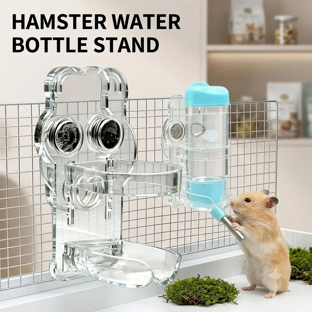 Acrylic Magnetic Water Bottle Holder Dispenser Stand For Hamster Guinea Pig Pet Watering Bottle Magnetic Mounting Bracket