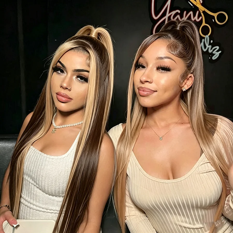 

3B 3C HighLight Straight P4/27 Wigs 200 Density Frontal Human Hair Wigs For Women