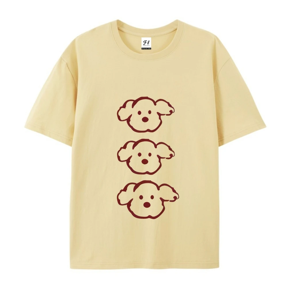 สุนัขเสื้อแขนสั้นฤดูร้อนผู้หญิงเสื้อ Y2k ผ้าฝ้ายเสื้อผ้า Creweck เสื้อยืดสําหรับบุรุษและสตรี Casual หลวม Tees