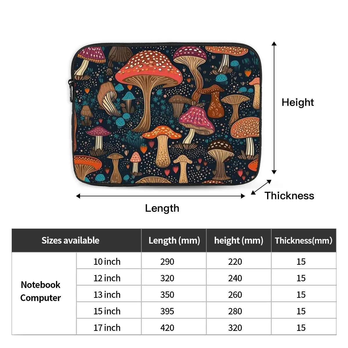 Psychedelic Magic Mushrooms Print Lava Notebook Laptop Bag Case Pouch For Macbook Air Pro Tablet Shockproof Case Bag