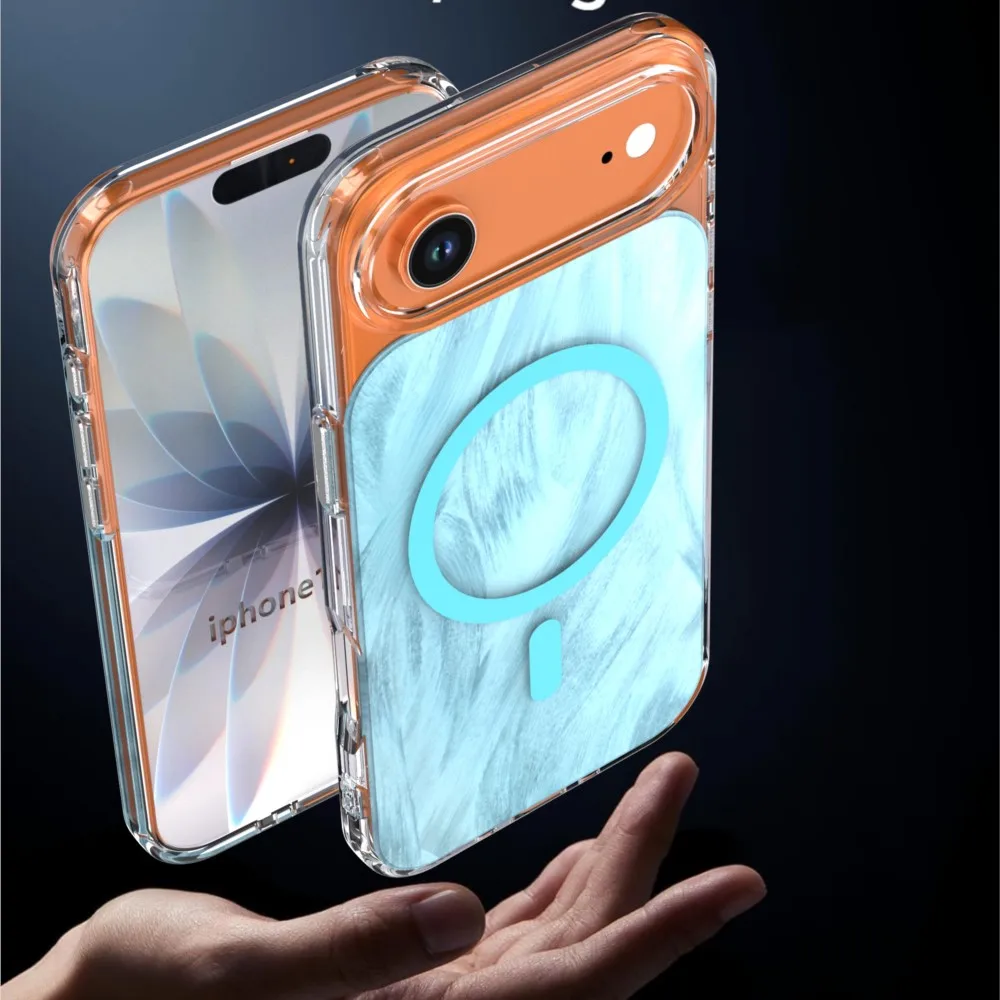 Funda Magnética Reflectante con Patrón de Piel de Zorro Aurora de Lujo para iPhone 17 Air 16 15 14 13 12 11 Pro Max Plus, Compatible con Carga Inalámbrica