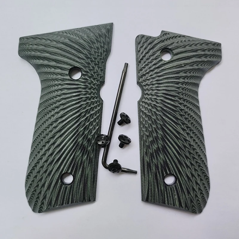 Imagem -02 - Apertos Beretta 92fs Apertos Tamanho Completo 92 fs m9 92a196a192 Inox Pistola Apertos Parafusos Incluídos Sunburst Textura Escalas Remendo Par G10