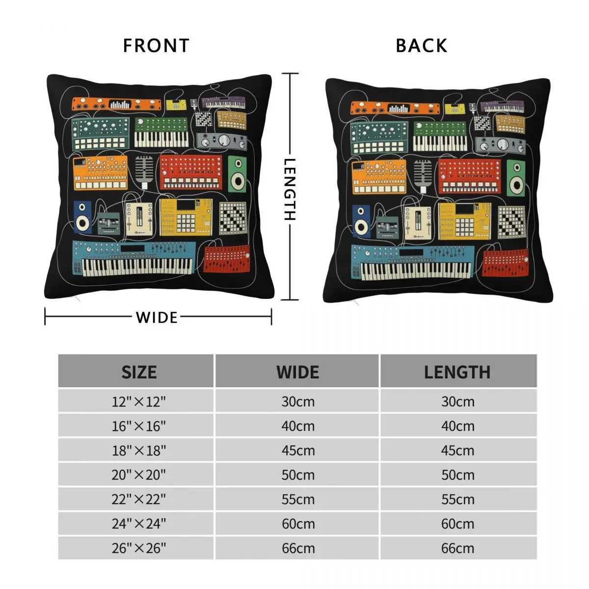 Electronic Musician Synthesizer Drum Pillowcase Polyester Linen Velvet Printed Decorative Throw Pillow Case Bed Cushion Cover