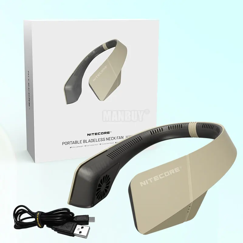 2025 Nitecore NEF20 USB-C قابلة للشحن الخالية من الشفرة كتم الرقبة مروحة للتخييم في الهواء الطلق الصيد الرياضة المدمج في بطارية ليثيوم أيون 4000mAh