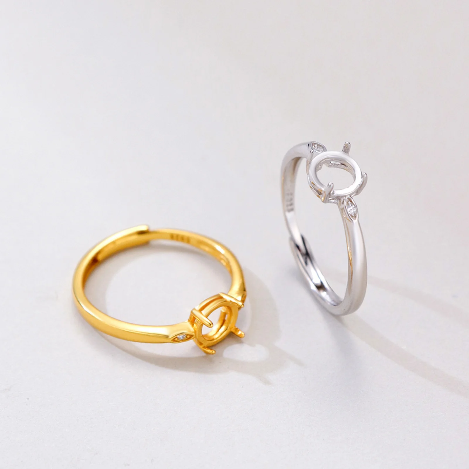 925 Sterling Silver Round 4 Claws Ring Empty Bracket Fit Setting Cabochon DIY Ring Charm Jewelry Making Accessories