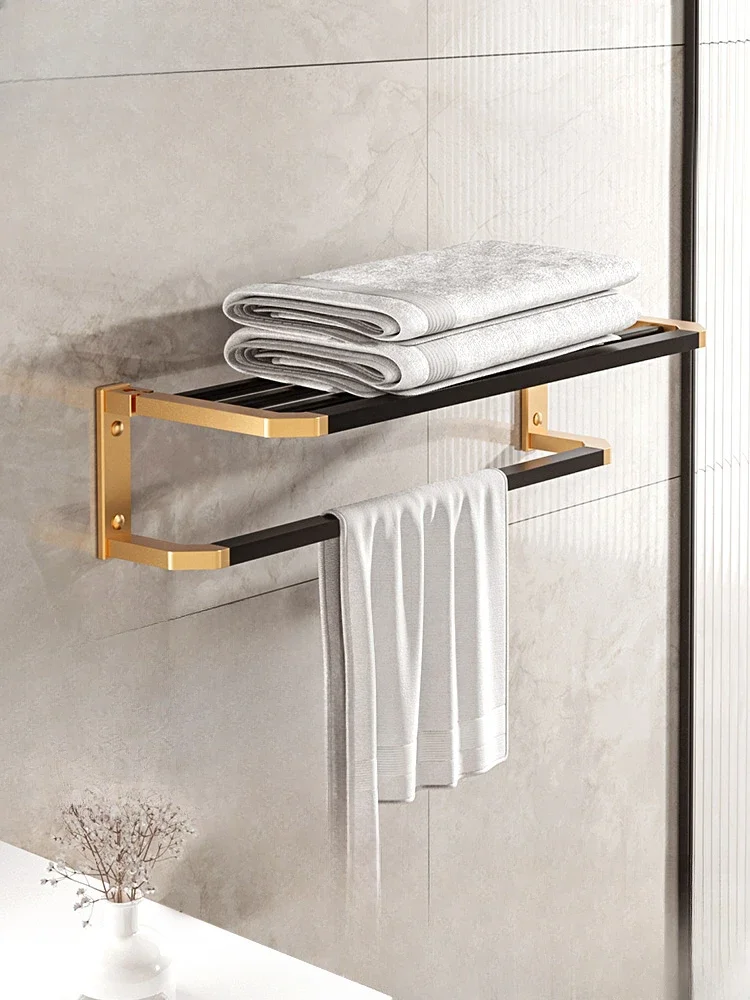 

Toilet Shelf Toilet Space Aluminum Towel Rack Bathroom Light Luxury