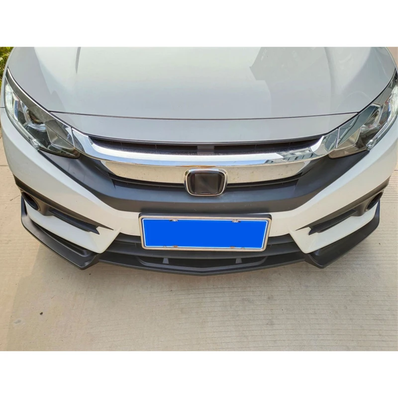 For 3PCS Honda CIVIC Sedan CAR Front Splitter Lips Diffuser Anti - Collision Accessories Body Kit 2016 2017 2018 Year