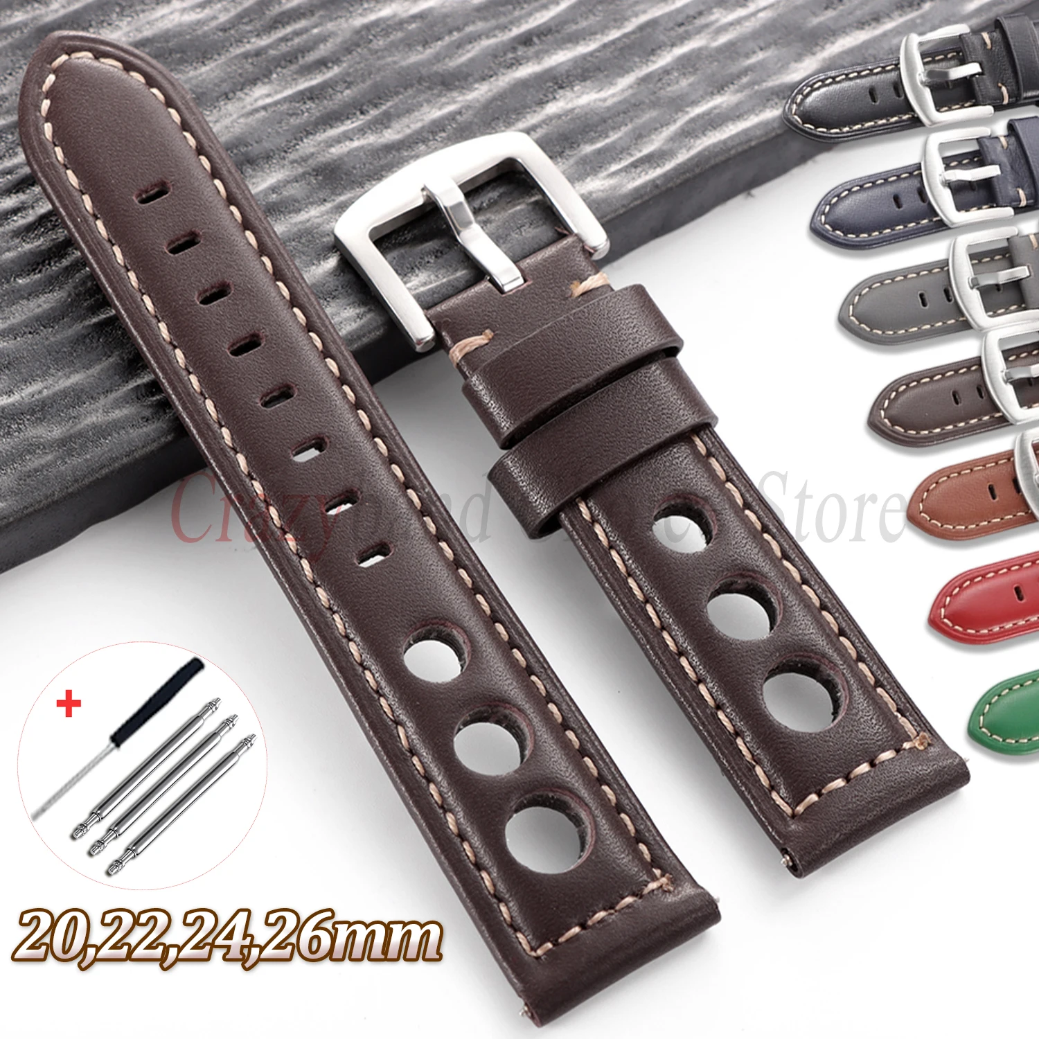 Bracelet de montre en cuir de vache marron vintage, véritable cuir pour Seiko, pour Omega, bracelet de montre 20mm22mm24mm26mm, bracelet de poignet pour femmes et hommes, boucle à ardillon