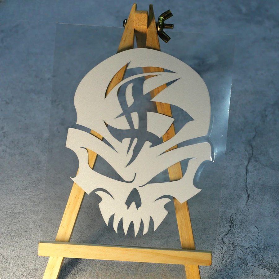 قطعة واحدة من ملصقات نمط الجمجمة الصفراء المقاومة للماء من الفينيل لديكور السيارة والدراجات النارية