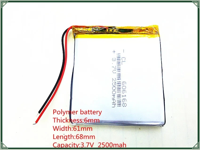 606168 3.7V 2500mAh 606070 Lithium Polymer Li-Po li ion Rechargeable Battery cells For Mp3 MP4 MP5 GPS PSP mobile bluetooth