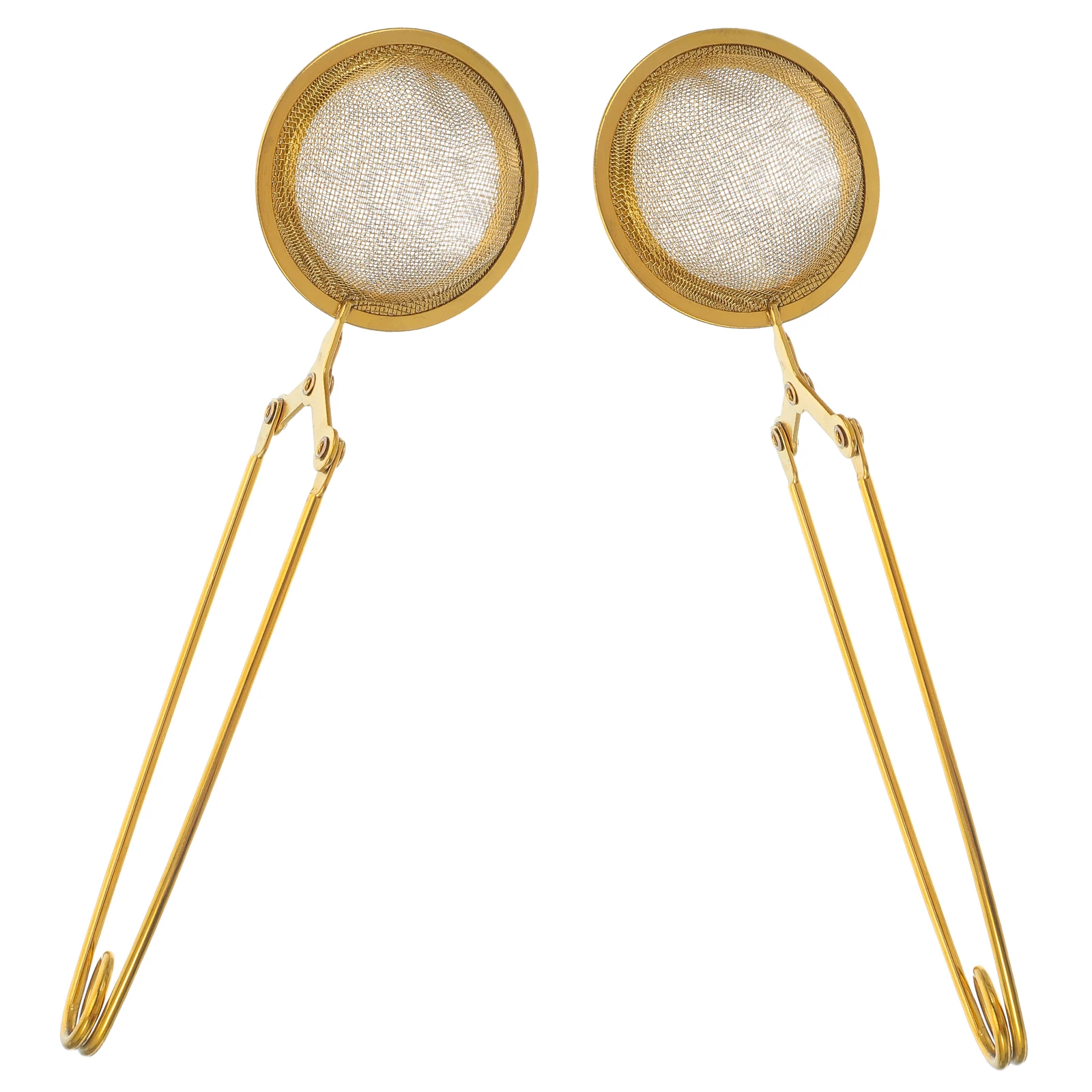 

2 Pcs Tea Filter Strainer Fine Mesh Gold Stainless Steel Infuser Loose Leaves Household Easy Use Portable Compact