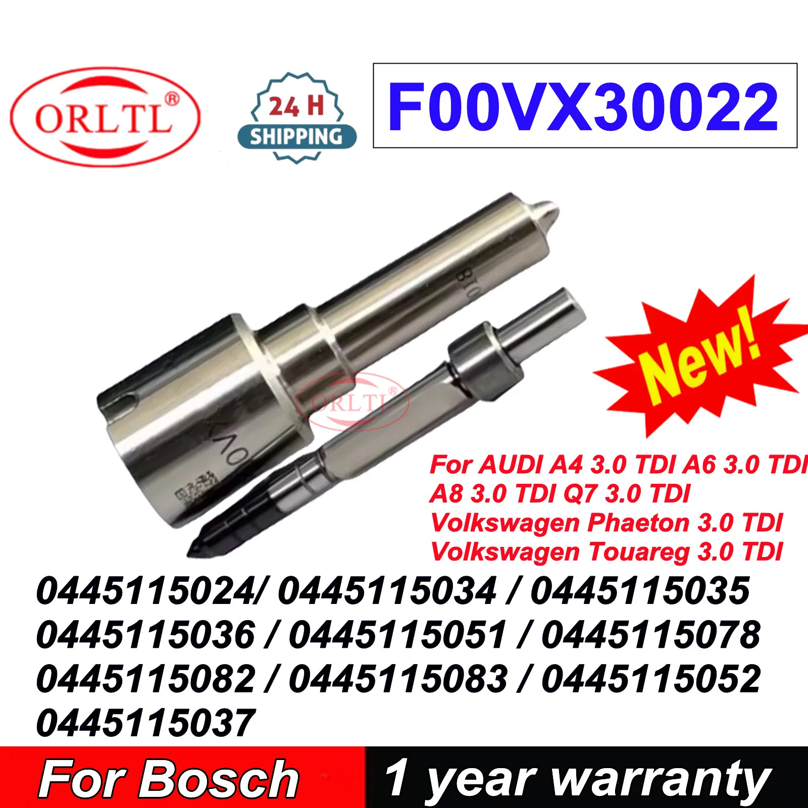 

F00VX30022 Piezo Injector Nozzle 0445115034 0445115036 0445115051 0445115024 0445115078 0445115082 For Bosch AUDI 059130277AB