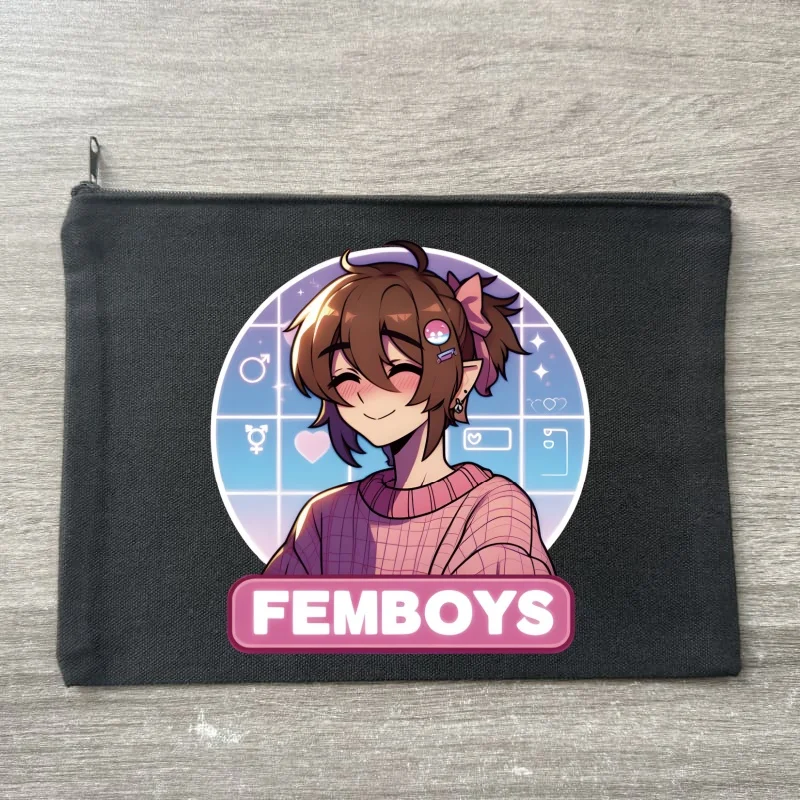 

Femboy Fairycore Gothic Fairy Grunge Canvas Pouch Slogan Canvas Bag Funny Cosmetic Zipped Pencil Case Snack Bag Luxury
