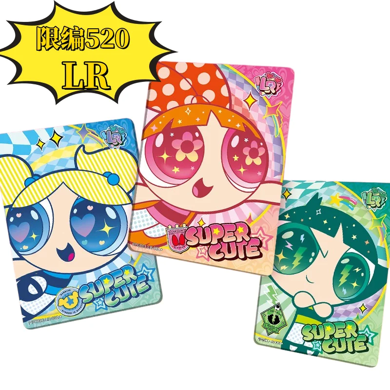 KAYOU Genuine The Powerpuff Girls Collectible Cards X‑Element Pack Anime Peripheral Trading Cards Blossom, Bubbles & Buttercup