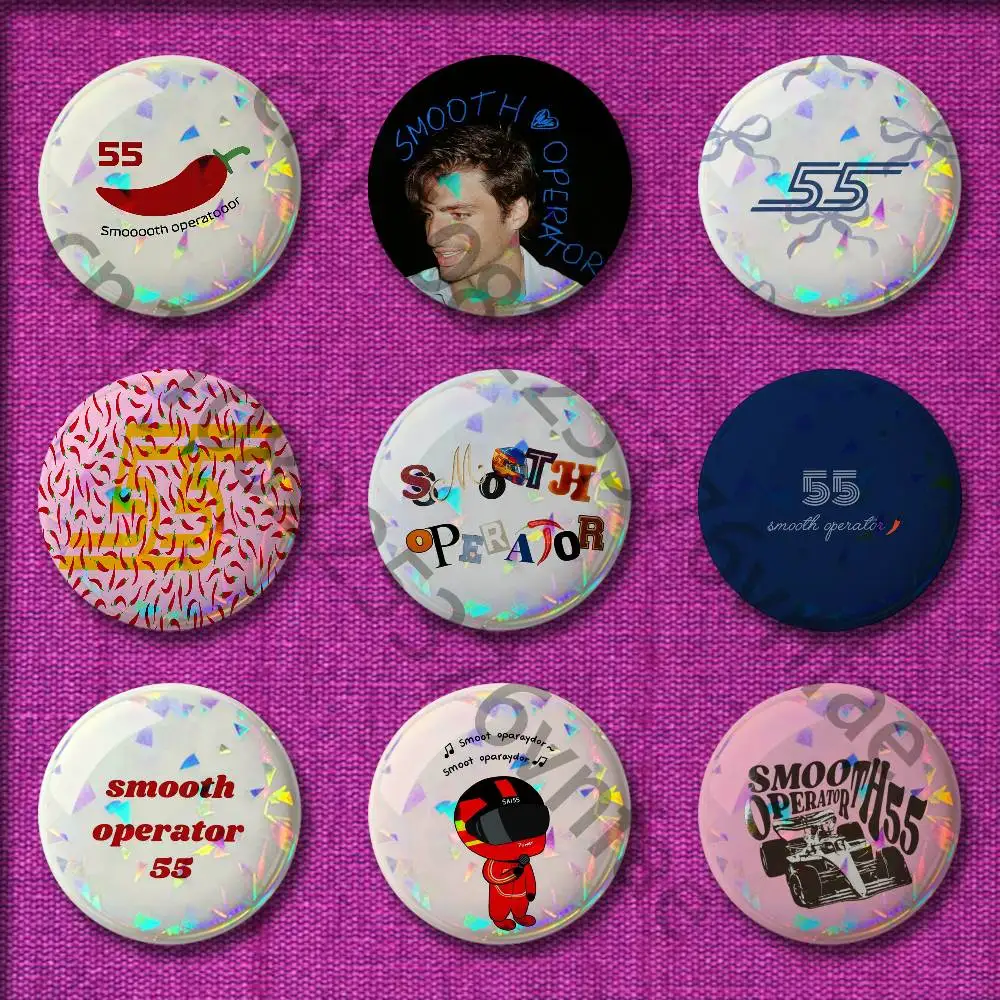

C-Carlos Sainz Smooth Operator Badges 32mm 25mm 44mm 75mm 58mm Round Pin Brooch Hat Cap Souvenir Cosplay Gift Decorations