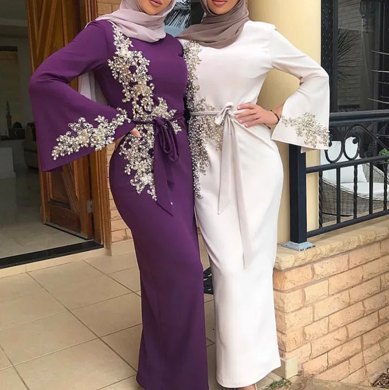 Dubai Dress Long Skirt Embroidered Slim Fit Hip Hugging Dress