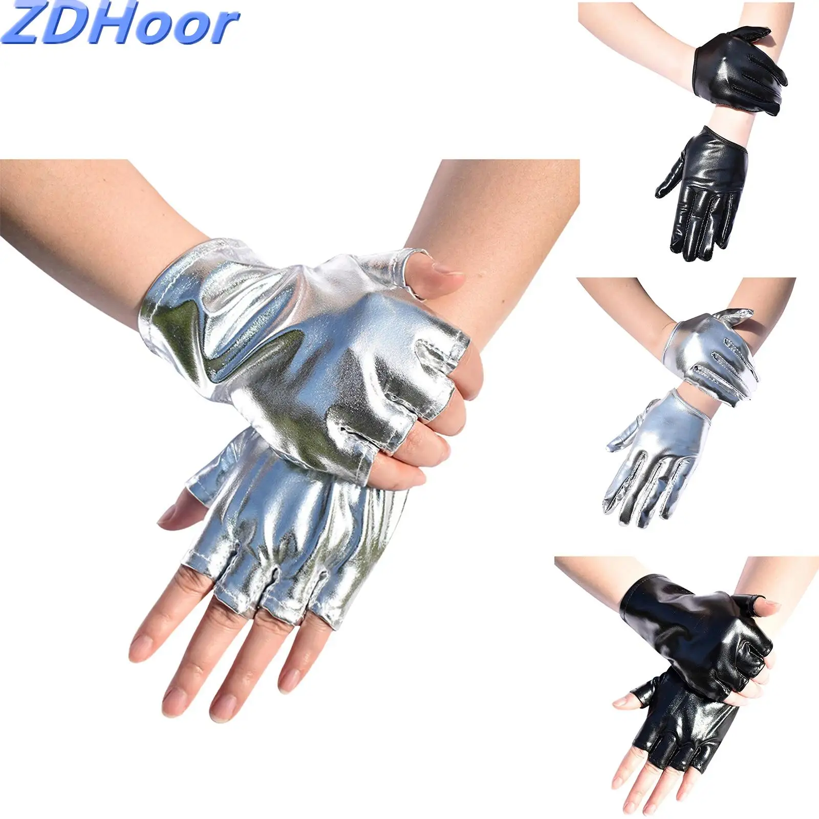 

1 Pair Women Patent Leather Gloves Punk Gloss Gloves for Adults Halloween Cosplay Bar Night Club Dress Up Accessories