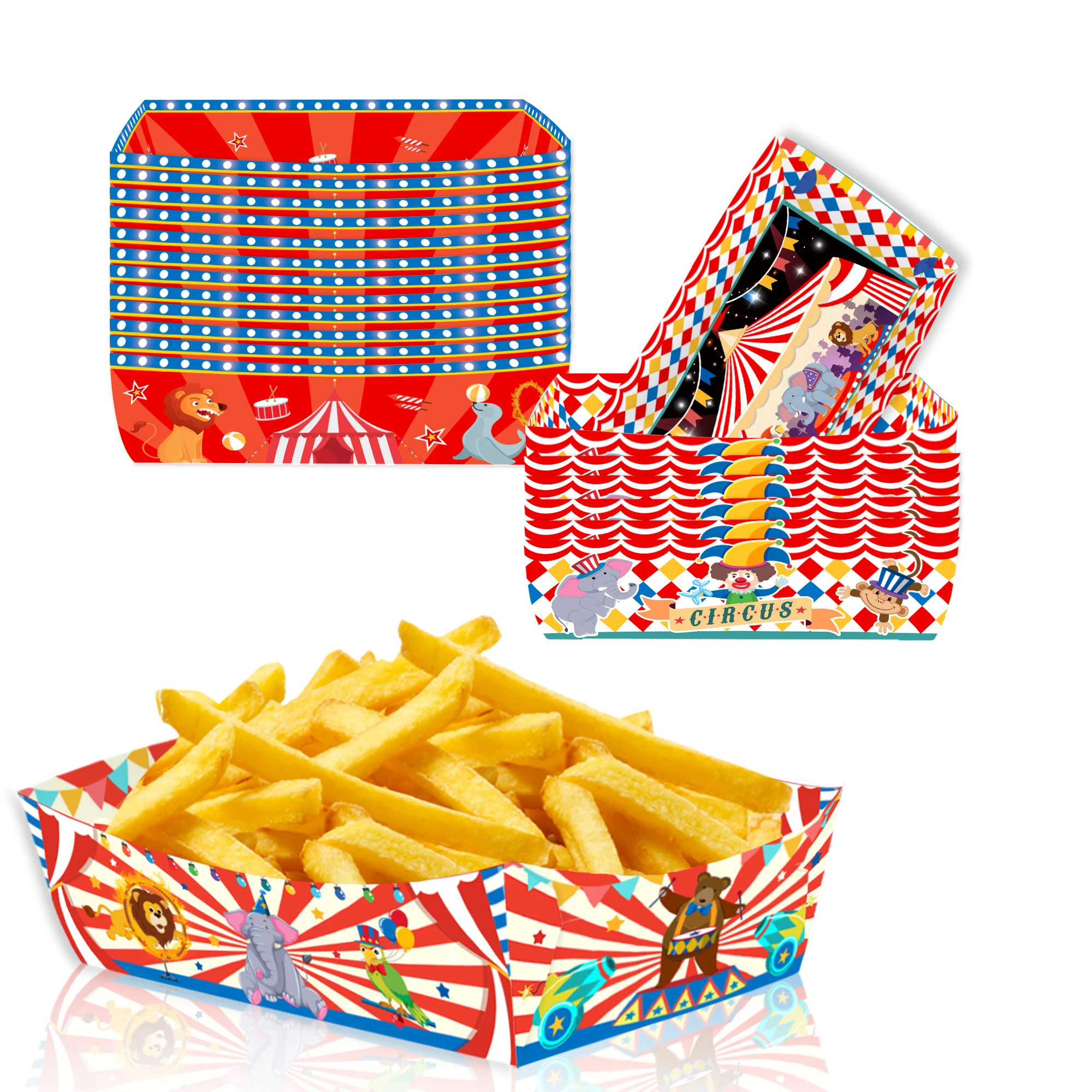 10/20/30 stücke Karneval Lebensmittel Tabletts Karneval Party Decor Einweg Papier Lebensmittel Serviertabletts Hot Dog Boote für Zirkus Thema Geburtstag – Detail 4