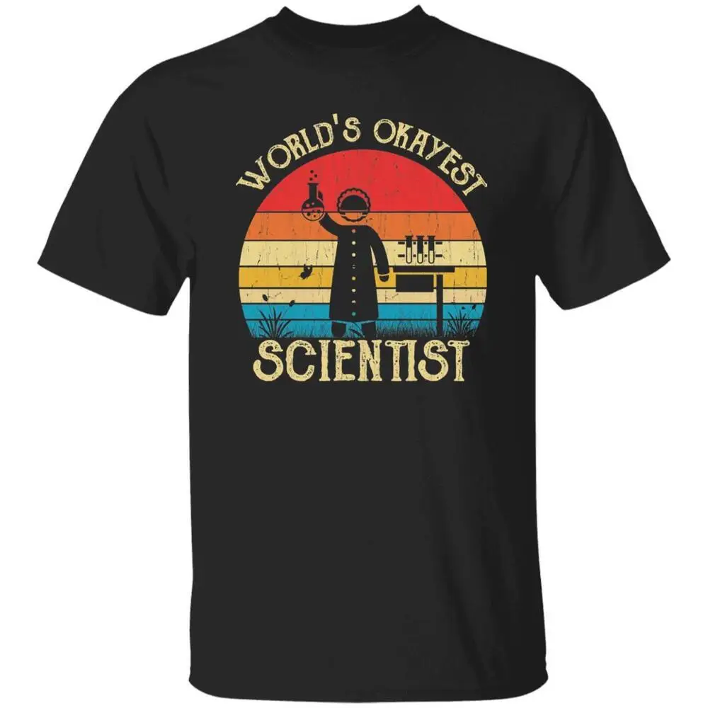 Scientist Unisex Shirt World's Okayest Scientist retro tee Black Dark Heather High Quality 100%Cotton Short Sleeve