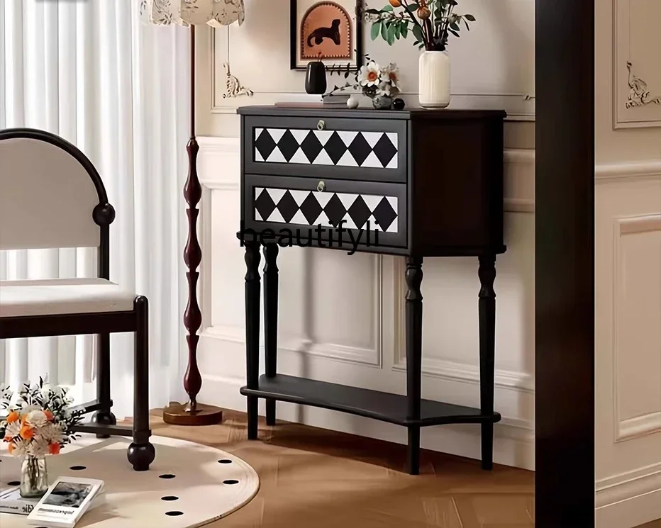 

smt14 entrance foyer cabinet, living room against the wall display cabinet is very narrow, decorative, French antique chest cabi