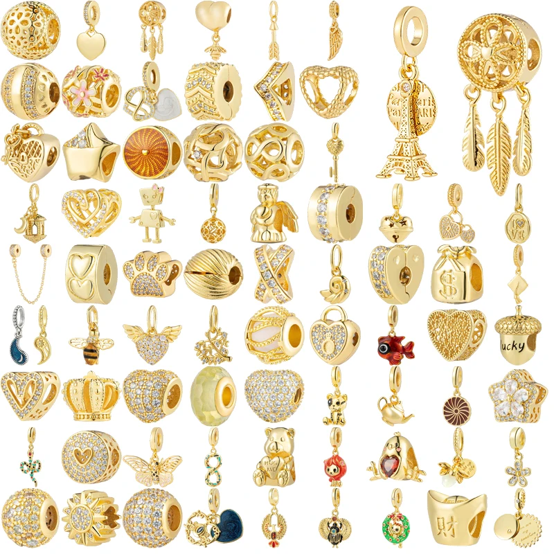 

Позолоченные бусины в европейском стиле, разнообразные бусины для самостоятельного изготовления украшений, бусины-разделители для браслетов и браслетов-манжет, модные бусины для подарков женщинам