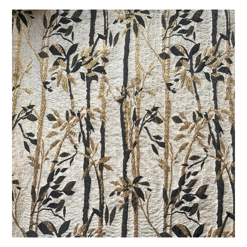 Black Gold Flower Branch Jacquard Three-dimensional Texture Cloth with Gilded Pattern Half Skirt Vest Clothing Designer Fabric