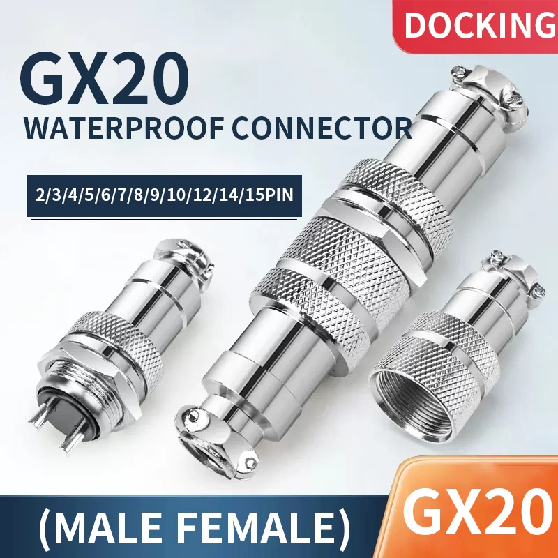 

10Set GX20 Docking 2 3 4 5 6 7 8 9 10 12 14 15Pin Male&Female Circular Panel Aviation Connector Butt Joint Plug Socket