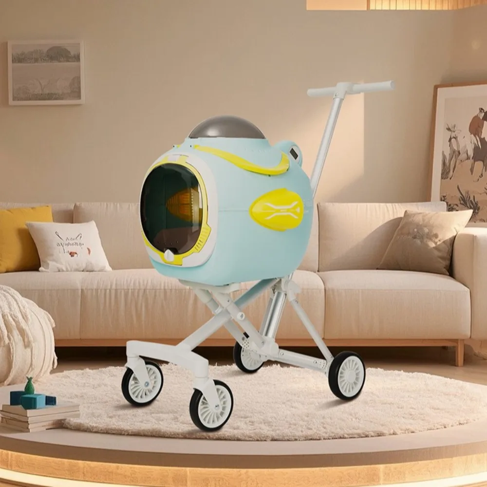 Por Pet Trael Stroller entilation Syste Tep Display Aluinu Frae Cat/Dog Cer 360° Wheels for Trael Pet Products