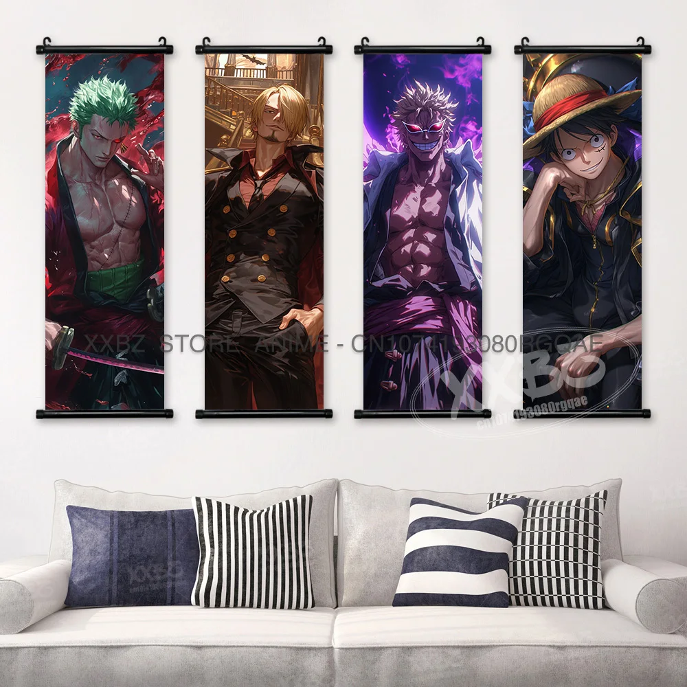 ONE PIECE Scrolls Pictures Roronoa Zoro Anime Poster Hancock Hanging Painting Nami Home Decor Monkey D. Luffy Wall Art Yamato